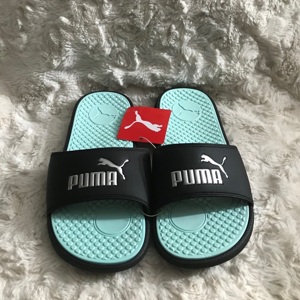 Puma Cool Cat Sandals Slides Aqua Black